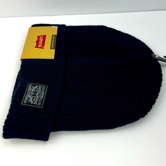 LEVI’S, WARM & COMFORTABLE BEANIE, LINED WITH FLEECE, UNISEX,ONE SIZE, NAVY BLUE - Picture 13 of 15